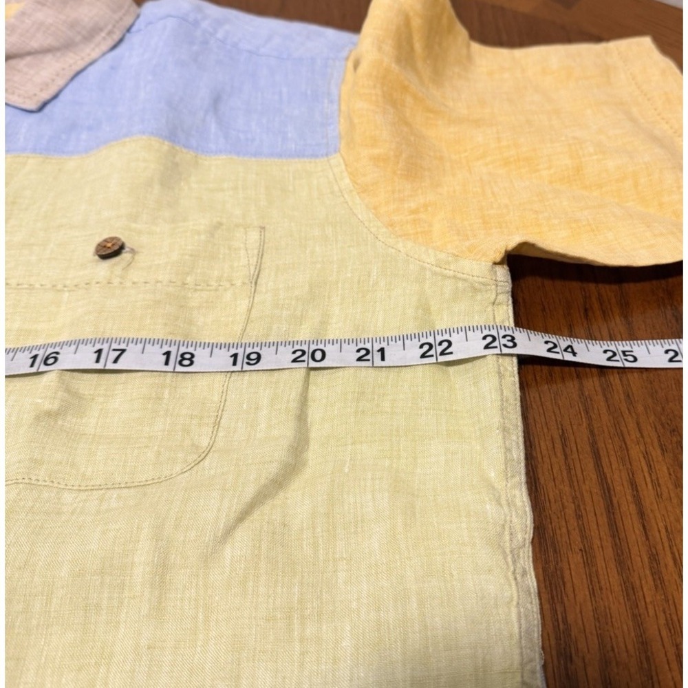 The Territory Ahead Men's Large Color Block 100% Linen Colorful Summer Beach - Picture 7 of 8
